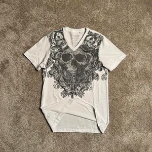 GUESS Y2K STYLE "SKULL" V-NECK TOP